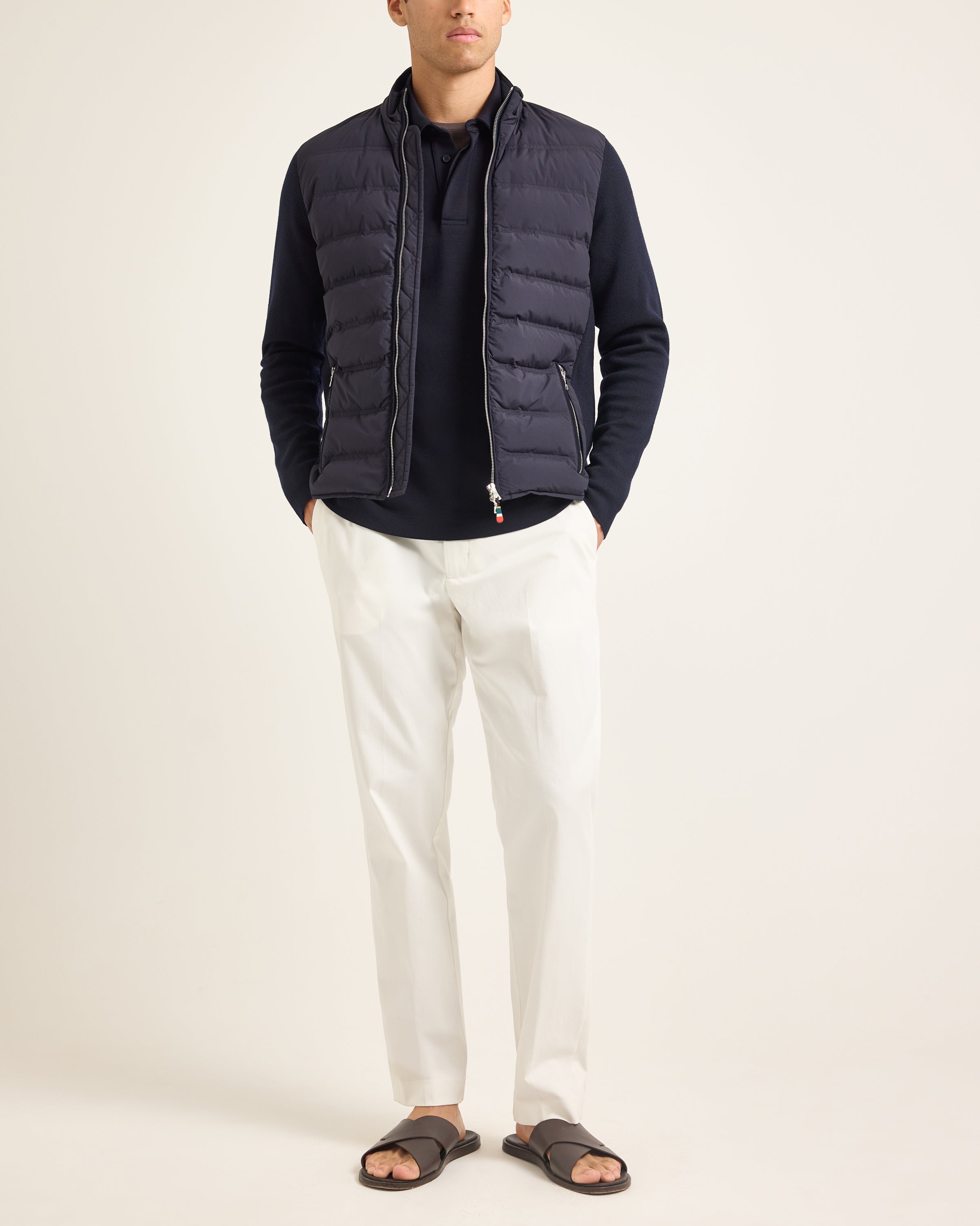 ORLEBAR BROWN ダウンジャケット　新品 Orlebar Brown| Night Iris Down Quilted Knitted Sleeve Jacket