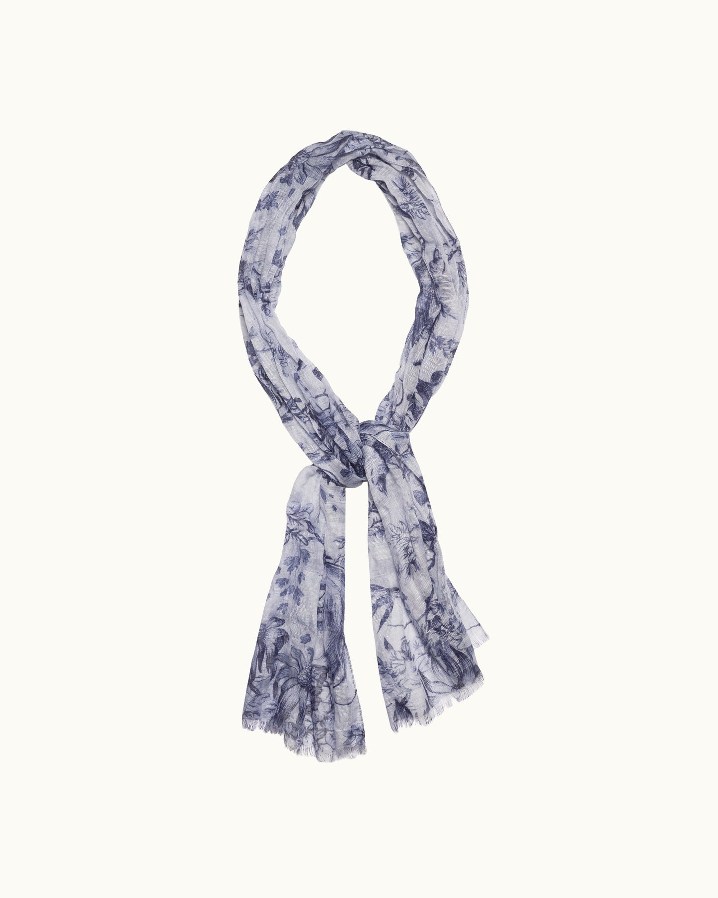 Blue patterned scarf on a white background