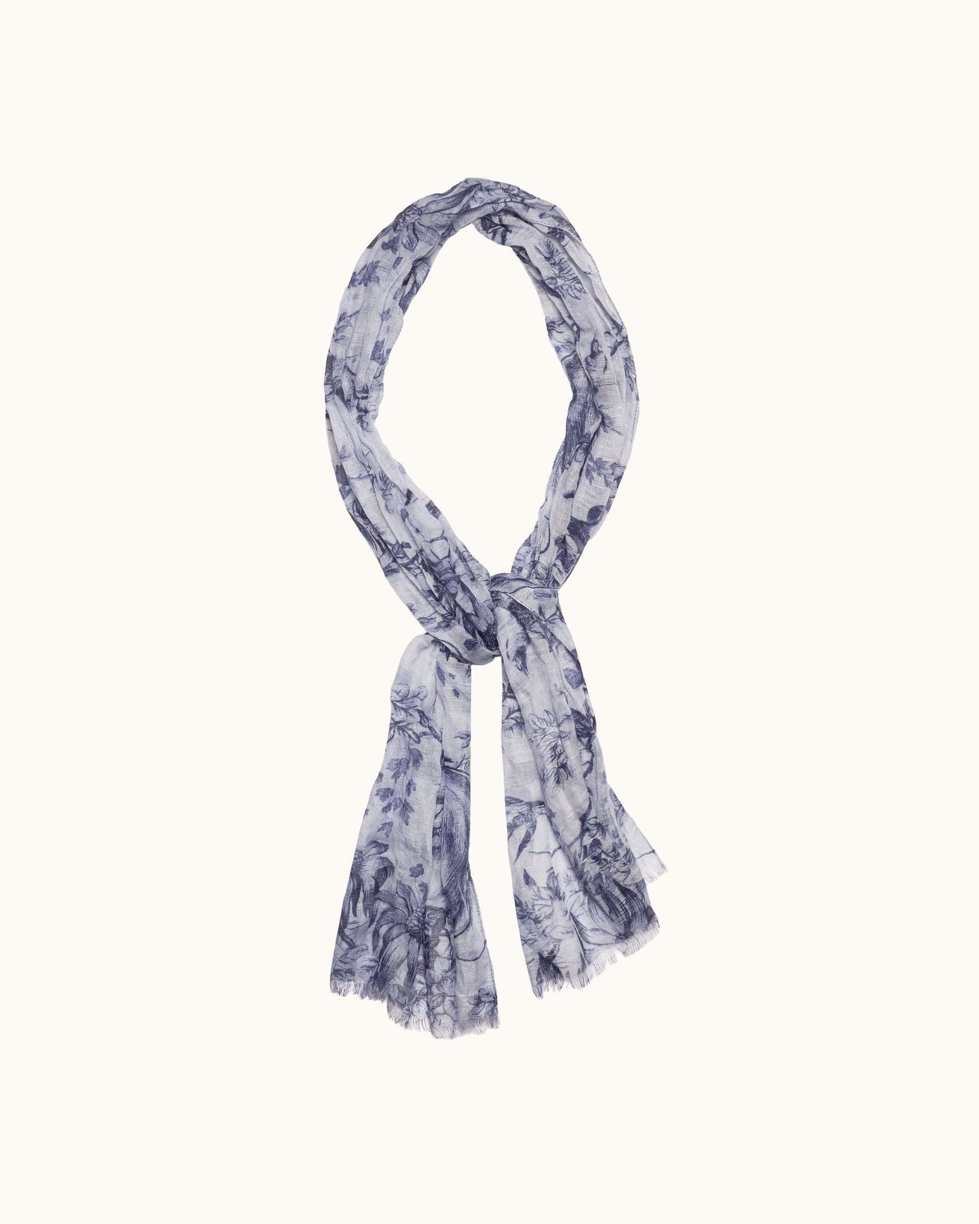 Blue patterned scarf on a white background