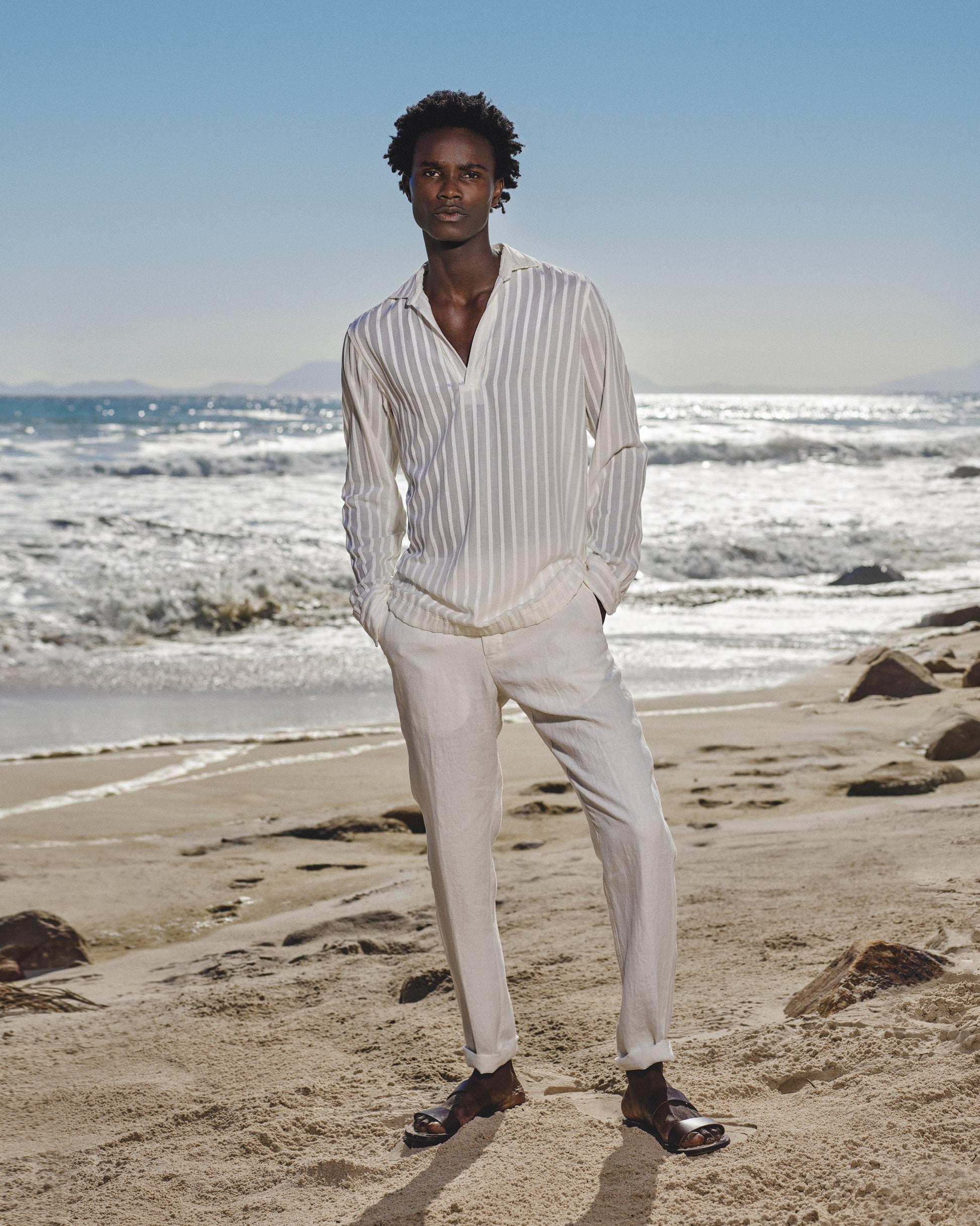 Griffon Linen - Mens Sandbar Tailored Fit Linen Trousers Campaign Image