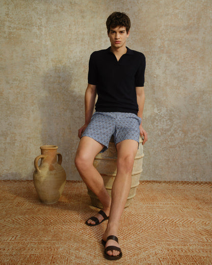 Bulldog - Azul Blue Roseate Print Mid-Length Swim Shorts Campaign