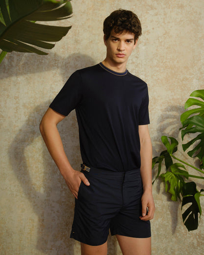 Ob Standard T - Night Iris Classic Fit Stripe Neckline T-shirt Campaign