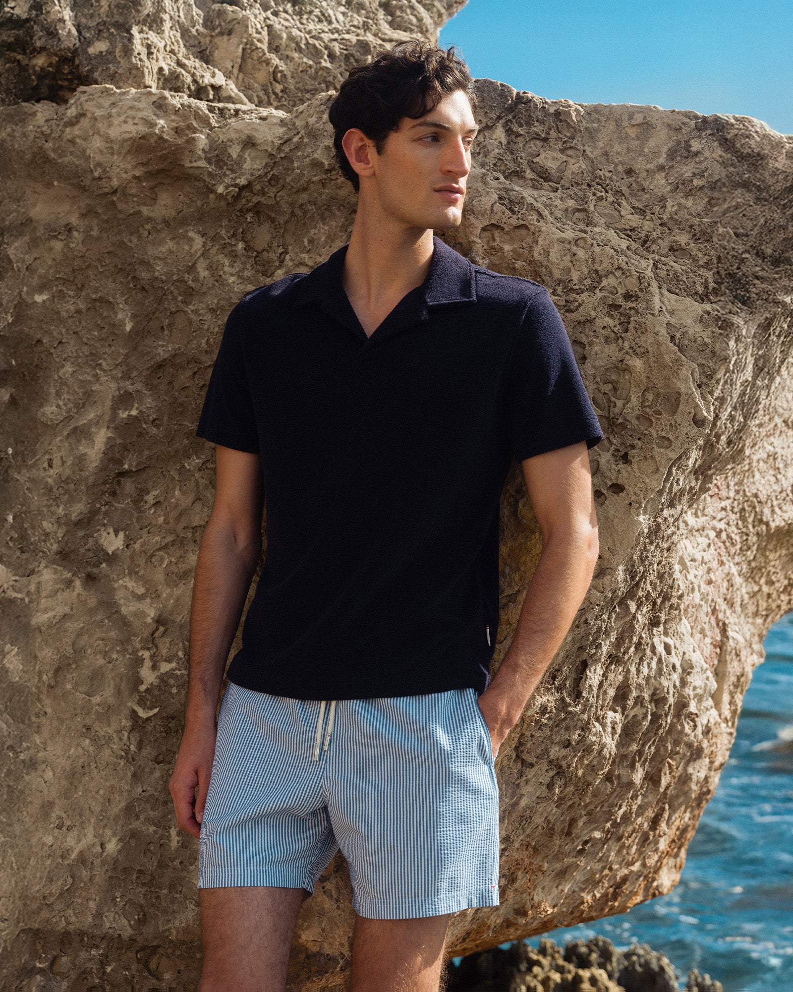 Mens Mid Length Blue Swim Shorts | Orlebar Brown – ORLEBAR BROWN