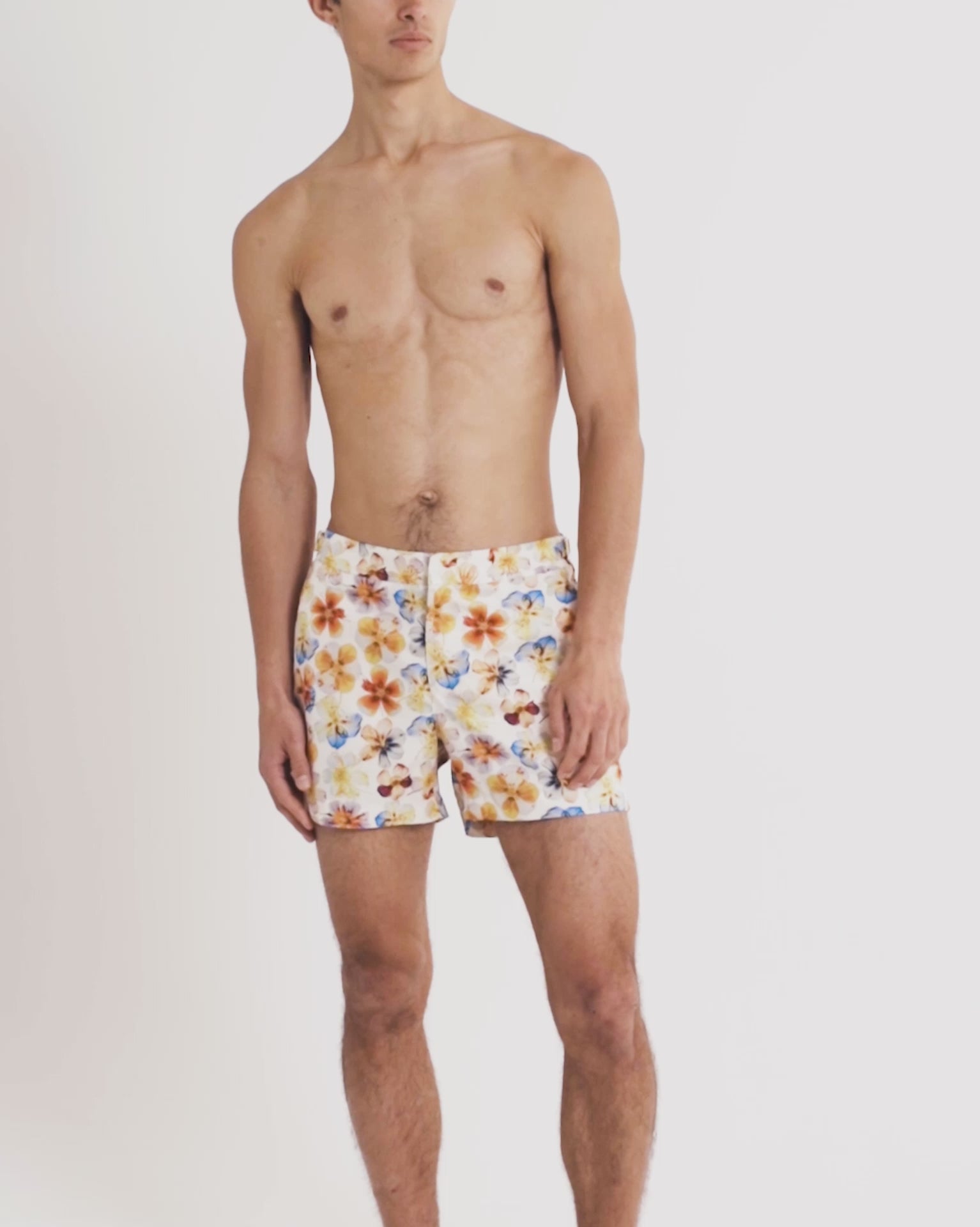 Orlebar Brown | Men's Mid-Length Pressed Flower Print Swim Shorts in White  Sand – ORLEBAR BROWN