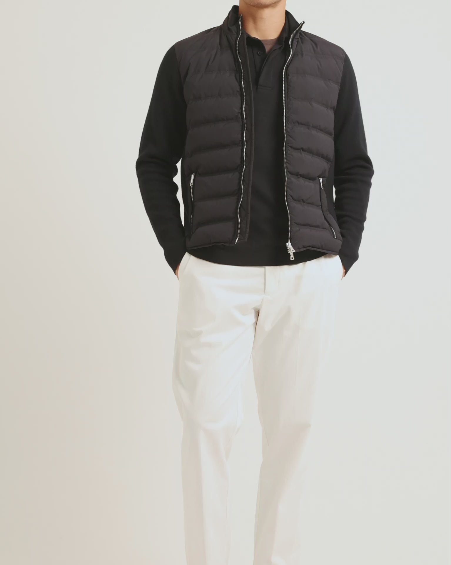 Orlebar Brown| Night Iris Down Quilted Knitted Sleeve Jacket